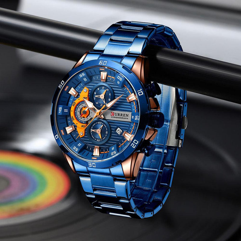 Relógio Masculino WARLOCK CURREN™ de Luxo à Prova D'água com Efeito Luminoso