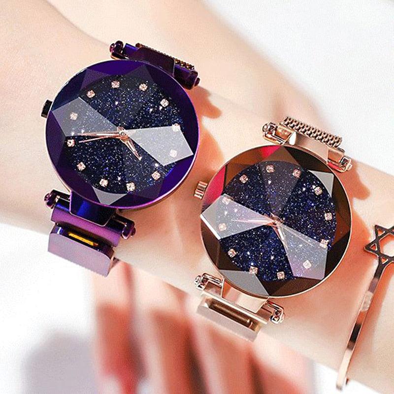 (NOVO) Relógio de Luxo Feminino Warlock® Sky: Céu Estrelado (Estilo Quartzo Diamante) - Zegarek Damski